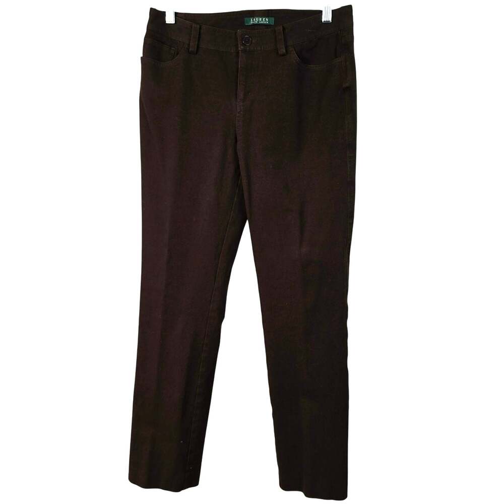 Lauren Ralph Lauren Pants Women's 6 Brown Denim Straight Leg Equestrian Preppy